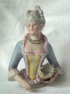 Superb Large Antique Bisque German Pin Cushion Half Doll 6 Inches