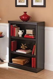 Bookcase Bookshelf Furniture 3 Shelf Tier Black Finish