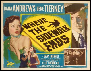 Where The Sidewalk Ends 1950 Orig Movie Poster Hlfsheet