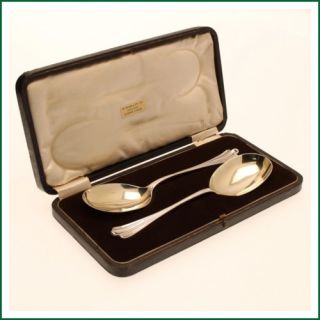 George V Sheffield Sterling Silver Pair Serving Spoons
