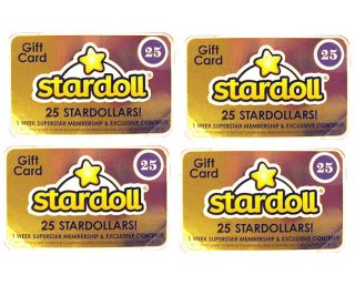 Stardoll Barbie 4 Gift Cards 25 Stardollars Point Dollar Website