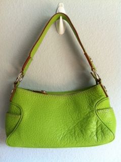 Michael Kors Green Leather Shoulder Bag Small Purse Handbag Canvas