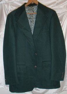 Vintage Dark Green Montgomery Ward Polyester Mens Blazer Sport Coat