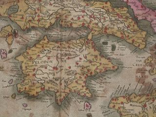 Greece Macedonia Crete 1618 Mercator Ptolemy RARE Antique Copper