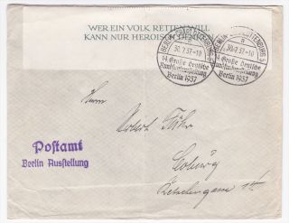 Germany Berlin Charlottenburg 1937 Stampless Cover to Coburg