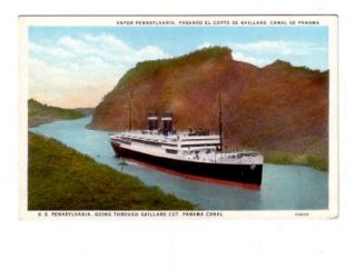 Postcard USS Pennsylvania Gaillard Cut Panama Canal