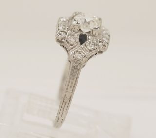 Antique Platinum Diamond Onyx Art Deco Engagement Ring J33252