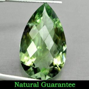  83 Ct Natural Green Amethyst Gemstone Pear Checkerboard Brazil