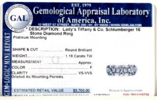Tiffany Schlumberger Platinum 16 Stone Diamond Ring Tiff Suede Box Gal