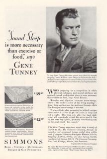 1929 Gene Tunney Heavyweight Champion Boxer Fighter Marine Simmons Ad