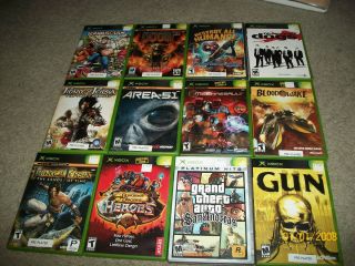  XBOX GAMES  lot of 20 INCL. SERIOUS SAM, AREA 51, GTA SAN ANDREAS, GUN