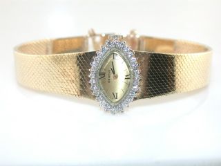 Geneve Ladies Diamond 14kt Yellow Gold Wristwatch Watch