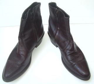 Laredo Mens 9 5 D Leather Low Ankle Cowboy Rocker Boots Side Zip