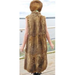 Oppossum Fur Vest Jacket Coat Full Length Natural Gray Browns M L XL