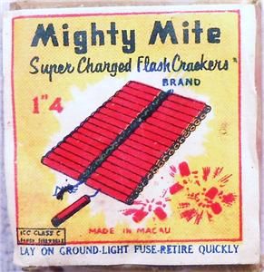 Vintage Firecracker Penny Pack Label Mighty Mite