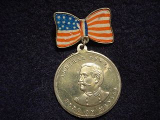 Admiral George Dewey, Hero Of Manila, Remember The Maine Souvenir Pin