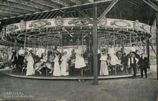 Glen Echo Amusement Park Original 1909 Postcard Carousel Maryland