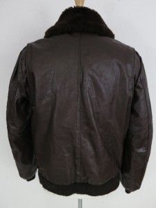 Gino Leathers Faux Fur Leather Bomber Flight Jacket Mens 44T Excellent