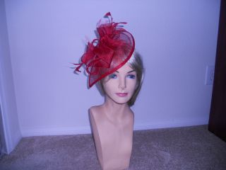 Red Hat Society Womens Red Fascinator Church Hat Kentucky Derby Hat