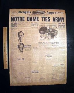Notre Dame Knute Rockne George Gipp Army 1928 Newspaper