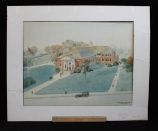  Architectural Watercolor Painting Glenville School Greenwich