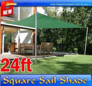  24 ft Square Sun Sail Shade Canopy Outdoor Patio Garden Green