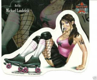 Sexy Roller Derby Girl Pinup Sticker Decal