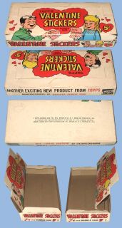 Valentine Stickers Topps 1960s Empty Wax Box Free Domestic Shipping