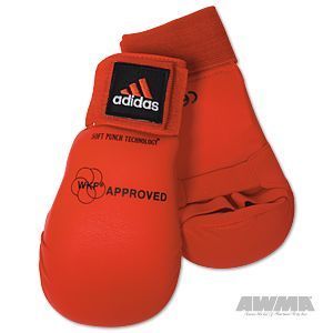 Adidas WKF Karate Gloves Mitts Equipment Gear Red