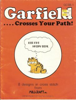 GARFIELD CROSSES YOUR PATH Cross Stitch book with 8 designs