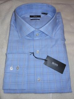 Boss Hugo Boss Black Label Gerald US Regular Blue Plaid Dress Shirt 15