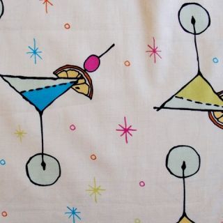 Martini Cocktail Glass Fruit Party Retro Vintage Fabric
