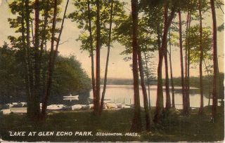 Early Stoughton MA Postcard Boats Lake at Glen Echo Park
