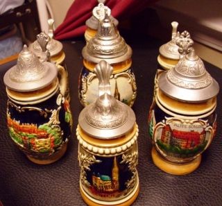 German Beer Steins Approx 5 1 2 or 1 8L w Conical Lids Zoller Born