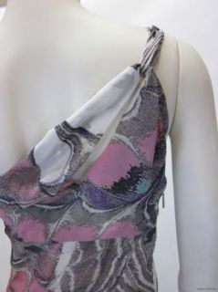  CAVALLI Python Pattern Silk Georgette Handkerchief Hem Dress sz 40 / 4