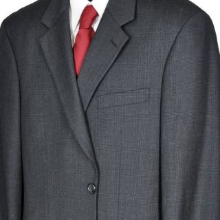 41R Jones New York Dark Gray Plaid Two Button Executive Wool Suit w