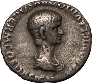 Nero as Caesar Rome 51 Ad Silver Denarius Young Nero Shield and Spear