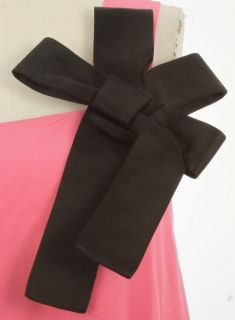 Jay Godfrey Pink Silk Black Bow 1 Shoulder Dress 4 New