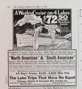 1921 CHICAGO DULUTH & GEORGIAN BAY TRANSIT COMPANY CRUISE THE GREAT