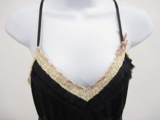 Gold Hawk Black Ivory Lace Trim Silk Camisole Top Sz S