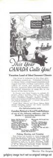 1921 Canadian National Grand Trunk Vintage Railroad Print Ad Vacation