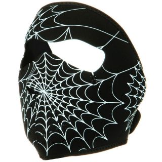 Glow in The Dark 2 N 1 Motorcycle Biker Neoprene Face Mask Spider Web