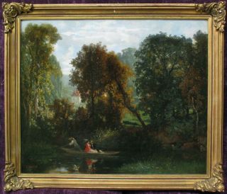 Eugene Gluck 1820 1898 French Oil to $22 000 Lovers in A Punt Signed