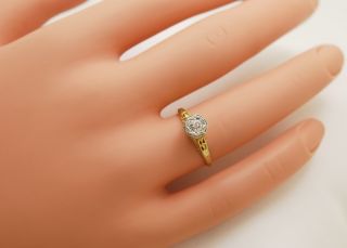 Antique Diamond & 14k Yellow Gold/Platinum Edwardian Engagement Ring