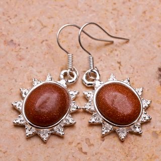 Goldstone 925 Silver Plated Over Solid Copper Beads Earrings 1 1 2