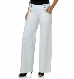 DG2 Diane Gilman Stretch Denim Sailor Jeans White Size 8