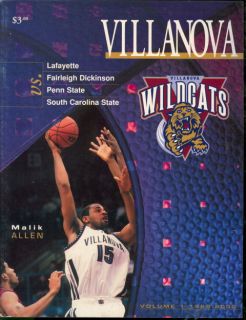 1999 2000 Villanova vs Lafayette Program Malik Allen