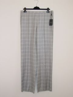 New Giorgio Armani Grey Multicolor Wool Silk Linen Check Pants 46 12