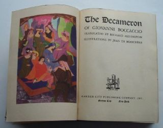 1930 Book The Decameron of Giovanni Boccaccio Translated by Jean de