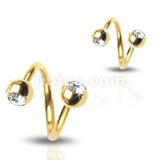 Gold Plated Gem Twist Belly Navel Rings Body Jewelry